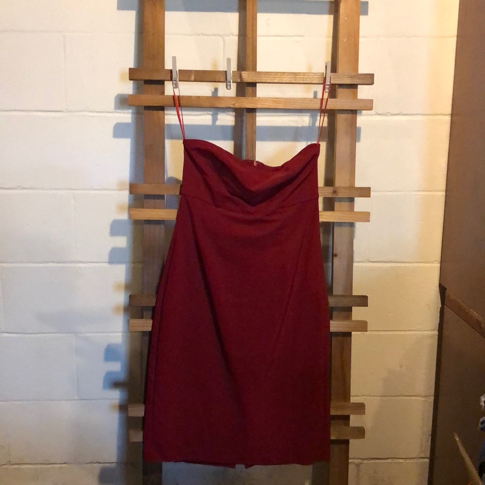 Express red strapless cocktail dress